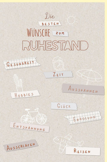 Ruhestandskarte - Elegante Glückwunschkarte für Rentner mit Wünschen für Gesundheit, Entspannung & Hobbys - Ideal zum Reisen und Ausspannen