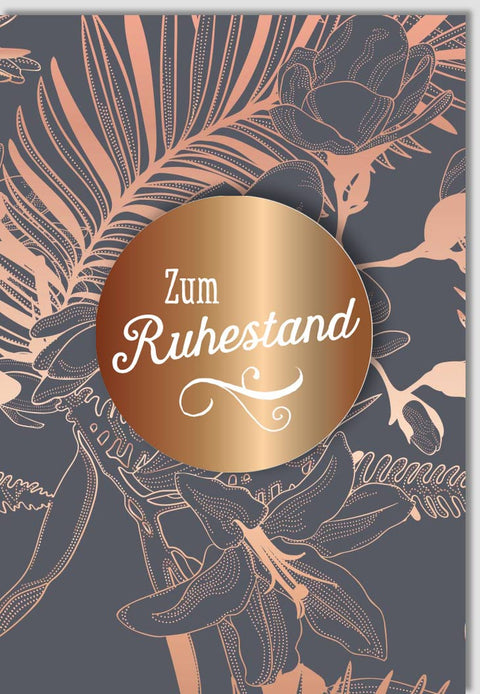 Ruhestandskarte für Kollegen - Elegantes Bronze - Blätter Design zur Pensionierung und Abschiedswünsche