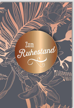 Ruhestandskarte für Kollegen - Elegantes Bronze-Blätter Design zur Pensionierung und Abschiedswünsche