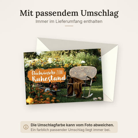 Ruhestandskarte - Herzliche Wünsche zum wohlverdienten Ruhestand, Entspannung & neuer Lebensabschnitt im Einklang mit der Natur