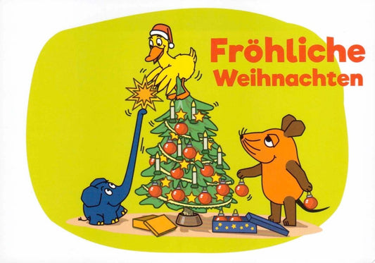 schöne Maus - Postkarte Fröhliche Weihnachten