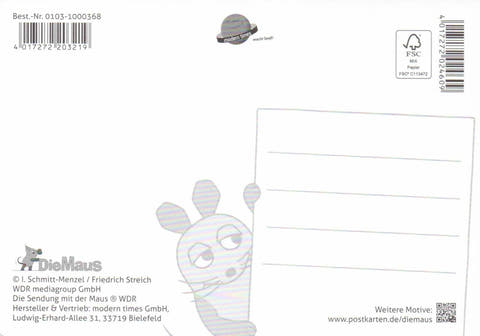 schöne Maus - Postkarte Fröhliche Weihnachten
