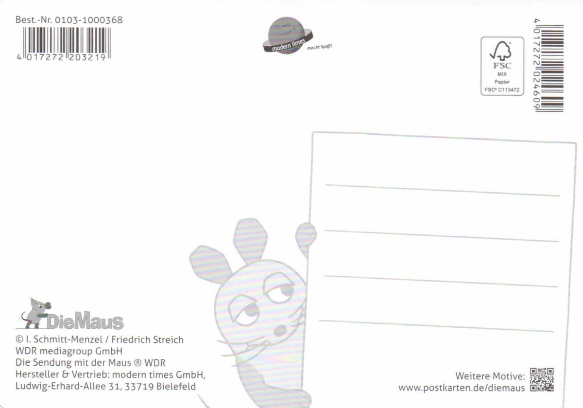 schöne Maus - Postkarte Fröhliche Weihnachten
