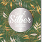 Silberhochzeit Glückwunschkarte - Elegante Applikation in Silber, Grün & Gold mit Blättermuster für stilvolle Jubiläumsfeier