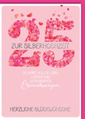 Silberhochzeitskarte Romantisch – Herzmuster in Rosa mit liebevollem Jubiläumsspruch