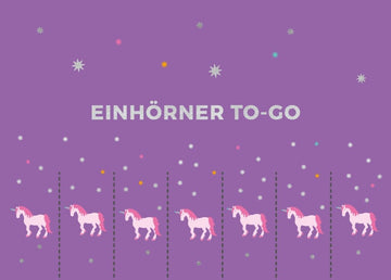 Spruchkarte Einhörner to go – Charmante Postkarte für jeden Anlass