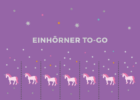 Spruchkarte Einhörner to go – Charmante Postkarte für jeden Anlass