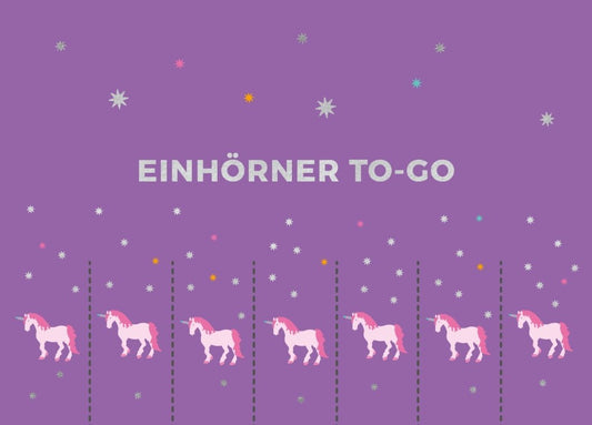Spruchkarte Einhörner to go – Charmante Postkarte für jeden Anlass
