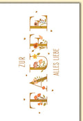 Taufkarte Mädchen – Florale Buchstaben mit zarten Blumen und Herz-Details