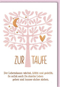 Taufkarte mit Lebensbaum-Motiv - Elegante Karte in Rosa und Gold, Perfekt für Patenkind und Familie