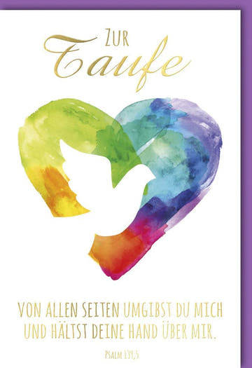 Taufkarte mit Segenswünschen - Christliche Glückwunschkarte zur Taufe mit Psalm und Friedenstaube, ideales Geschenk für die Tauffeier
