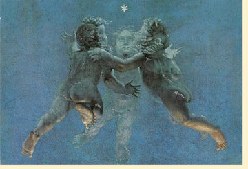 Traditionelle Weihnachtskarte - Engel im Flug, Sternennacht, Festlicher Gruß für Dezember, Christliche Besinnlichkeit