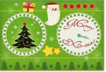 Traditionelle Weihnachtskarte im Retro - Design: Grüner Weihnachtsbaum & Schneemann - Vintage X - Mas Gruß