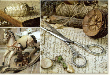 Traditionelle Weihnachtskarte - "Merry Christmas" mit nostalgischem Schaukelpferd, festliche Vintage - Deko