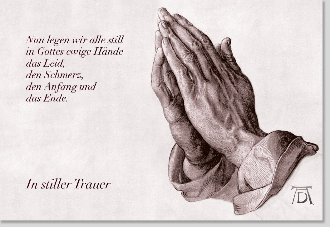 Trauerkarte Beileid & Anteilnahme - Stilvolle Karte mit Trostspruch "In Gottes Händen ruht das Leid" für stille Abschiedsmomente