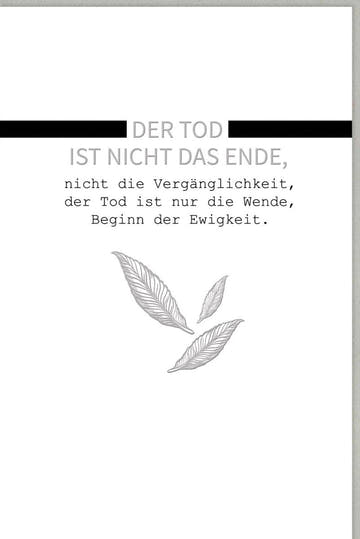 Trauerkarte: Beileid & Hoffnung – Liebevolle Erinnerung, Frieden im Himmel, Federdesign