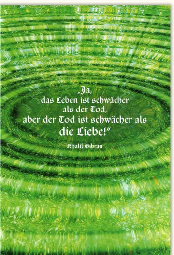 Trauerkarte Beileid Kondolenz - Elegante Abschiedskarte mit Lebensweisheit, Modernes Design in Grün, Gefühlvoller Trost & Hoffnung, 210x148mm