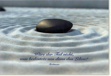 Trauerkarte Beileid - Zen Stein & Sand Design, Philosophie des Lebens, Trost & Harmonie im Abschied