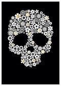 Trauerkarte Blumen Totenkopf Kunstpostkarte schwarz weiß modern stilvoll Beileidskarte außergewöhnliches Design Trauergruß Postkarte
