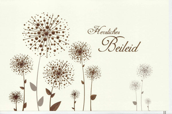 Trauerkarte - Einfühlsame Beileidskarte mit Pusteblume & Skorpion, Natur Braun, Schlichter Trost im Verlustfall