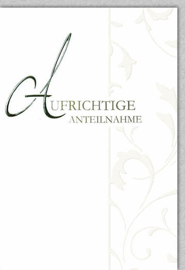 Trauerkarte Elegant – Florales Muster mit stilvollem Schriftzug in Cremefarben