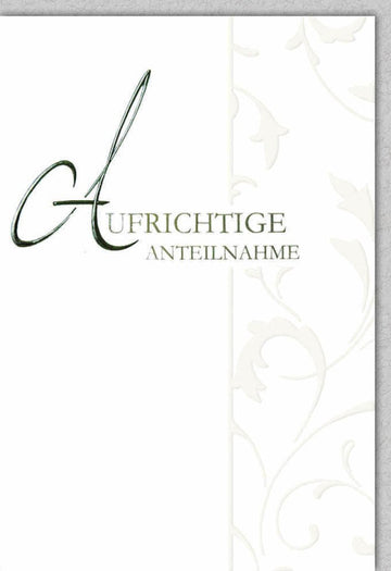 Trauerkarte Elegant – Florales Muster mit stilvollem Schriftzug in Cremefarben