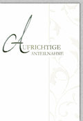Trauerkarte Elegant – Florales Muster mit stilvollem Schriftzug in Cremefarben