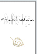 Trauerkarte Elegant – Goldenes Blatt mit Schriftzug 