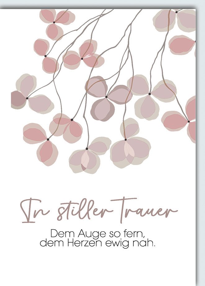 Trauerkarte Elegant – Zarte Blütenzweige in sanften Pastelltönen mit einfühlsamem Spruch