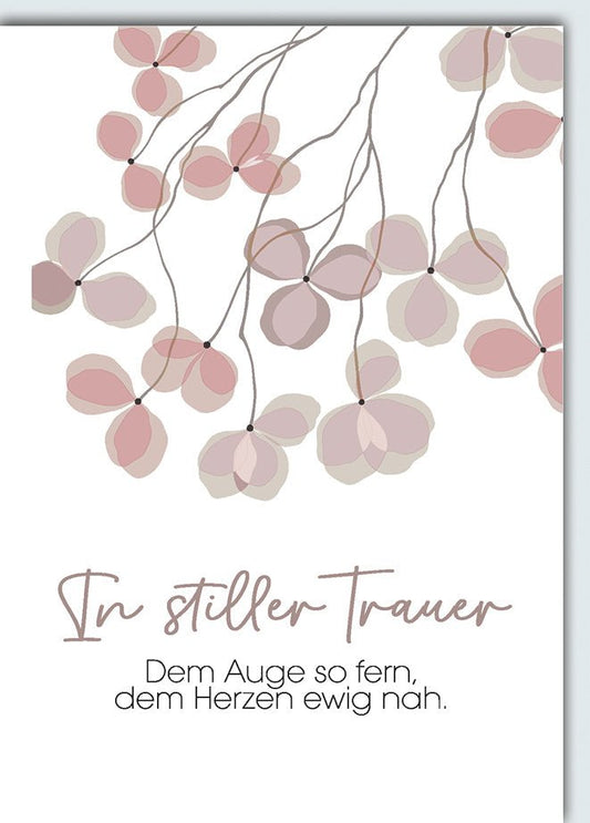 Trauerkarte Elegant – Zarte Blütenzweige in sanften Pastelltönen mit einfühlsamem Spruch