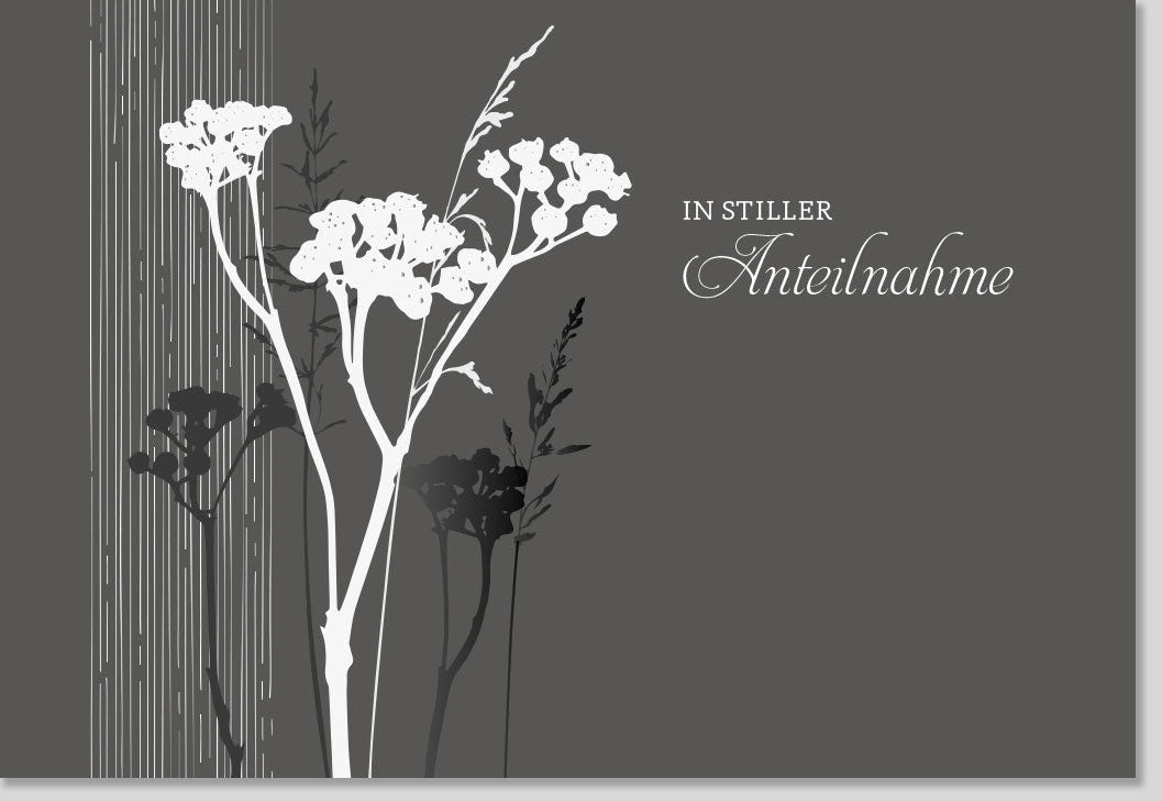Trauerkarte - Elegante Anteilnahme im Schwarz - Weiß Blumen Design von Gutsch Glanzstücke