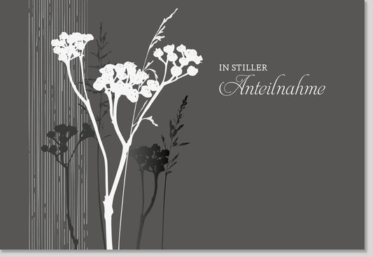 Trauerkarte - Elegante Anteilnahme im Schwarz - Weiß Blumen Design von Gutsch Glanzstücke
