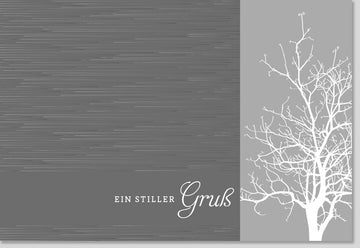 Trauerkarte - Elegante Kondolenzkarte mit Baum - Motiv, Dezente Naturkarte für Anteilnahme und Abschied, Hochwertige Grußkarte in Grau für Erwachsene