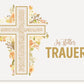 Trauerkarte - Elegante Kondolenzkarte mit Kreuz und Blumenmotiv, Christliche Anteilnahme zum Abschied