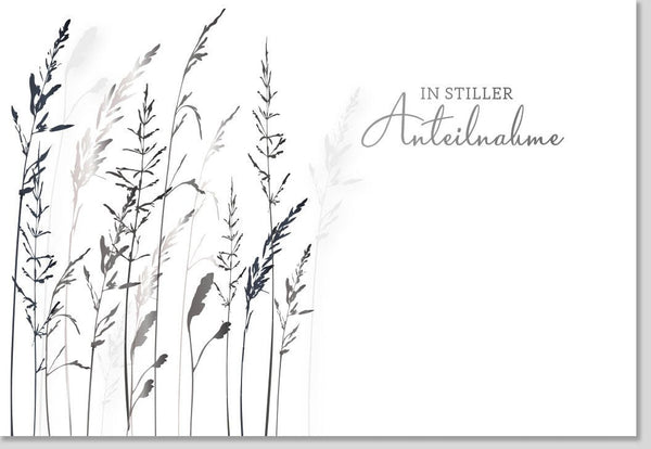 Trauerkarte - Elegantes Schilfmotiv in Schwarz-Weiß, Hochwertig für Mitgefühl und Erinnerung im Trauerfall