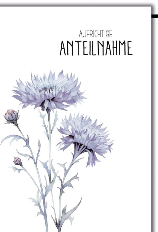 Trauerkarte Florales Design – Zarte Distel in Aquarell mit schlichter Typografie