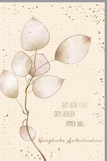 Trauerkarte für Beileid & Anteilnahme - Eleganter Ast & Trostspruch, Pietätvoll gestaltet von Skorpion Design, Beige