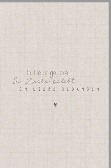Trauerkarte für Hinterbliebene - Herz - Design in Beige, Mitgefühl & Anteilnahme im Trauerfall, Liebevolles Gedenken an Verstorbene
