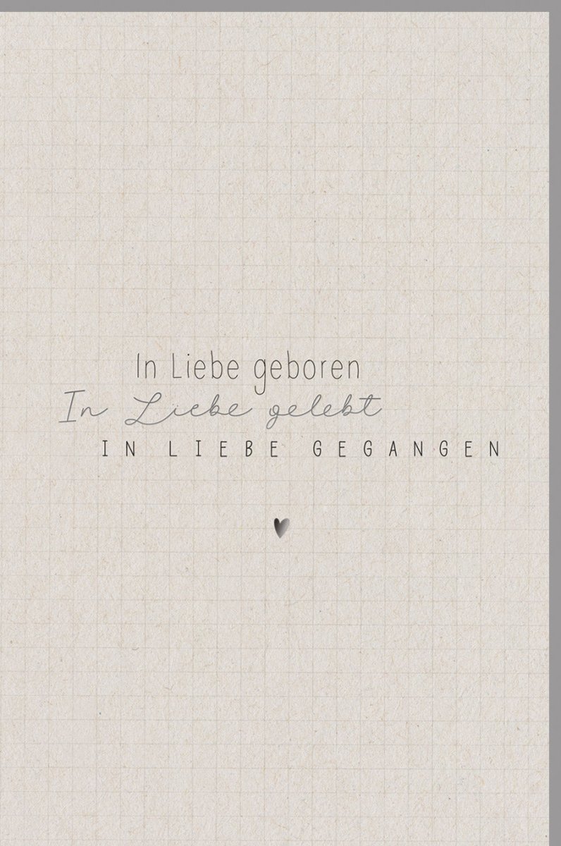 Trauerkarte für Hinterbliebene - Herz - Design in Beige, Mitgefühl & Anteilnahme im Trauerfall, Liebevolles Gedenken an Verstorbene