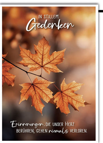 Trauerkarte Herbst – Ahornblätter mit warmen Farben und einfühlsamem Zitat