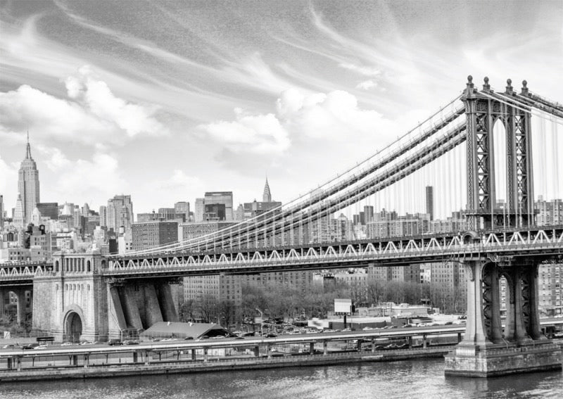 Trauerkarte in Schwarz - Weiß: Elegante Brooklyn Bridge