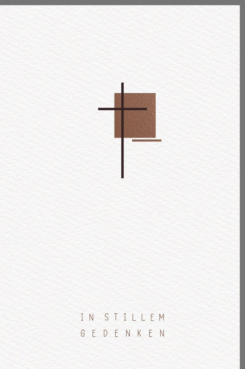 Trauerkarte In stillem Gedenken mit modernem Kreuz Design edle Doppelkarte auf hochwertigem Papier stilvolle Beileidskarte für persönliche Worte