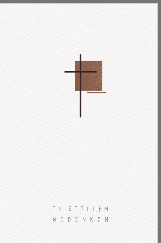 Trauerkarte In stillem Gedenken mit modernem Kreuz Design edle Doppelkarte auf hochwertigem Papier stilvolle Beileidskarte für persönliche Worte