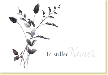 Trauerkarte In stiller Trauer mit zarten Blumen Aquarell Motiv edles Design Doppelkarte für Beileidsbekundungen hochwertige Doppelkarte