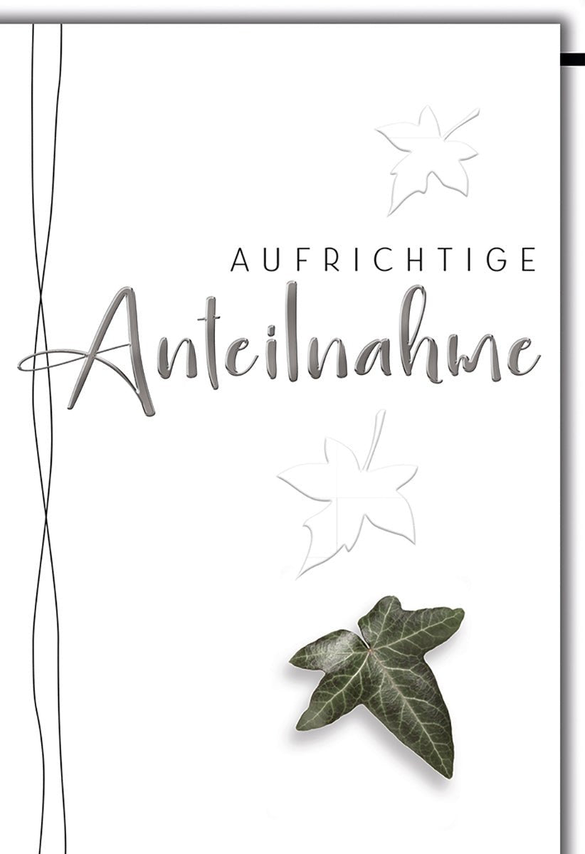 Trauerkarte mit Efeumotiv – Elegantes Design in Schwarz-Weiß für stilv