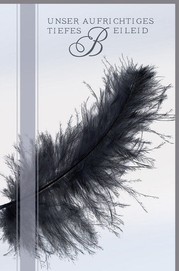 Trauerkarte mit Feder - Motiv - Einfühlsame Kondolenz in Schwarz - Weiß für stilvolles Gedenken