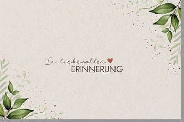 Trauerkarte mit Metallicfolie und stilvollem Spruch - Elegante Kondolenzkarte in Grün & Beige, Pflanzliches Design für Anteilnahme