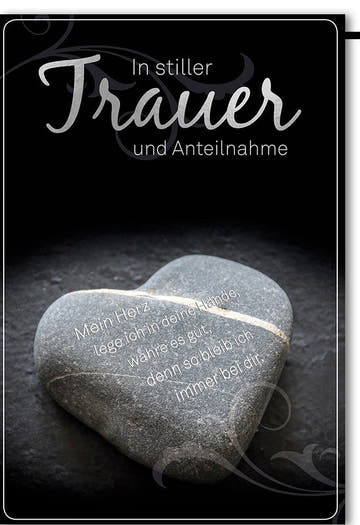 Trauerkarte mit Steinherz - Motiv - Stilvolle Anteilnahme & Trost in Schwarz - Weiß, Herzensworte zur Pietät
