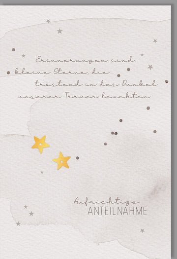 Trauerkarte mit Sternenmotiv - Einfühlsame Kondolenz in Grau, Naturkarton für Hinterbliebene, Trost und Anteilnahme in schweren Zeiten