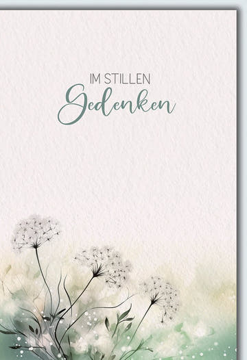Trauerkarte Natur – Pusteblumen mit sanften Aquarellfarben und zartem Design